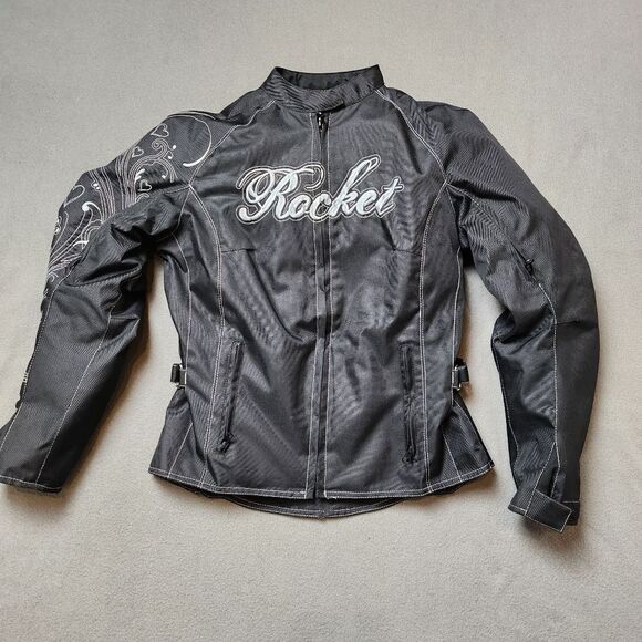 Joe Rocket Motorcycle Jacket Womens S Black Armored Padded Lined Embroidered - Picture 1 of 14